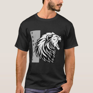 Fearless Lion Roar - Motivational Black and White T-Shirt