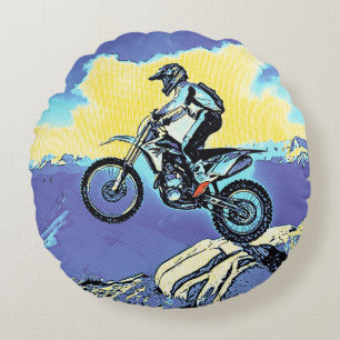 Fearless - Motocross Rider Round Pillow
