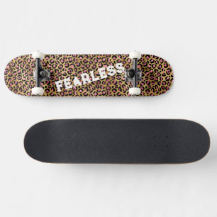 FEARLESS Pink Leopard Wild Animal Print Skateboard