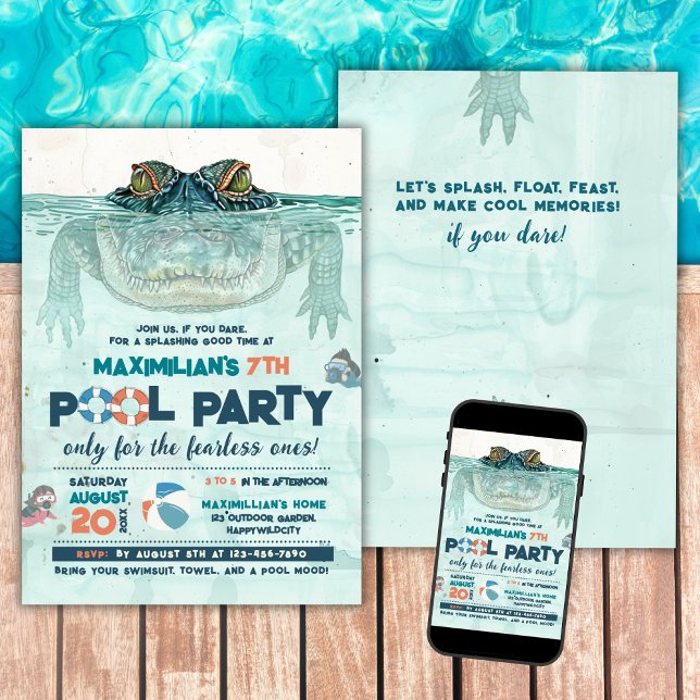Fearless Pool Party Birthday Invitation (Creator Uploaded)