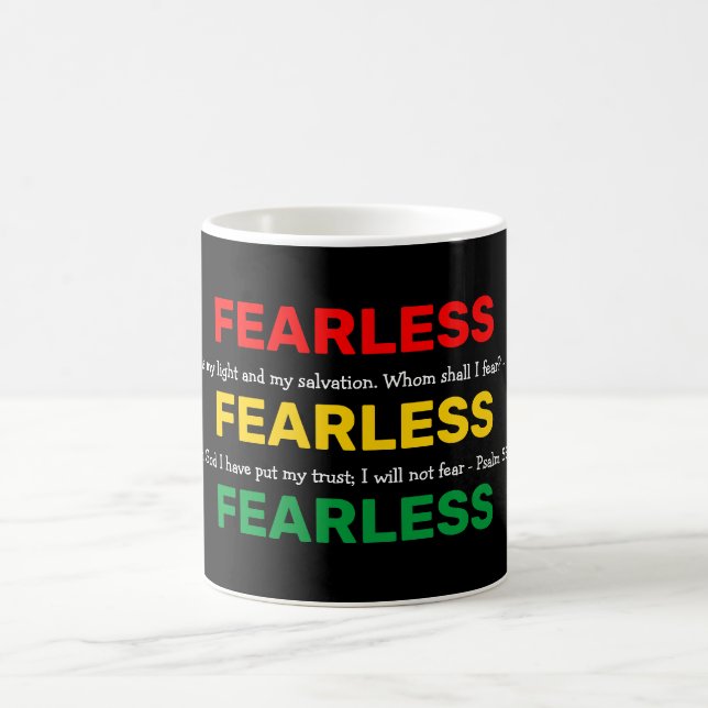 FEARLESS Psalms Inspirational Red Yellow Green Coffee Mug (Center)