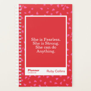 Fearless Red Floral Motivational Quote Planner
