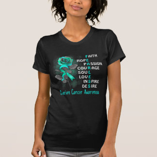 Fearless Rose Ribbon Ovarian Cancer Awareness T-Sh T-Shirt