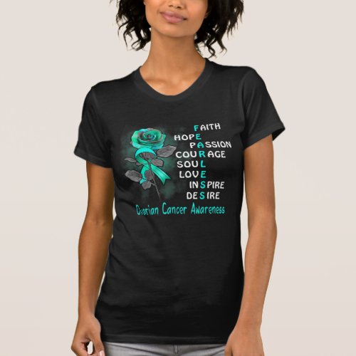 Fearless Rose Ribbon Ovarian Cancer Awareness T_Sh T_Shirt