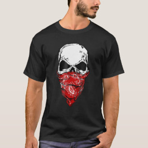 Fearless Skeleton Skull Head Red Bandana Face Mask T-Shirt