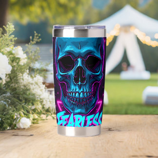 Fearless Skull | Neon Cyberpunk Streetwear Design Insulated Tumbler