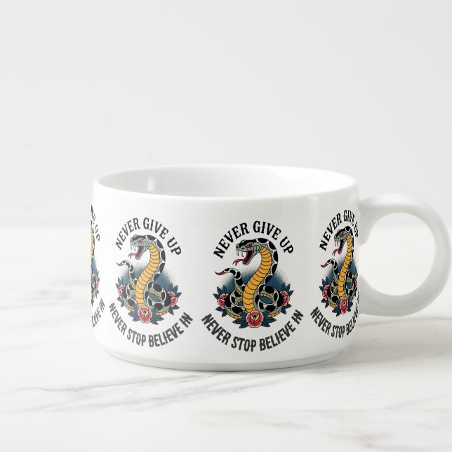 Fearless Spirit: Bold Snake and Roses Artwork Bowl (Left)