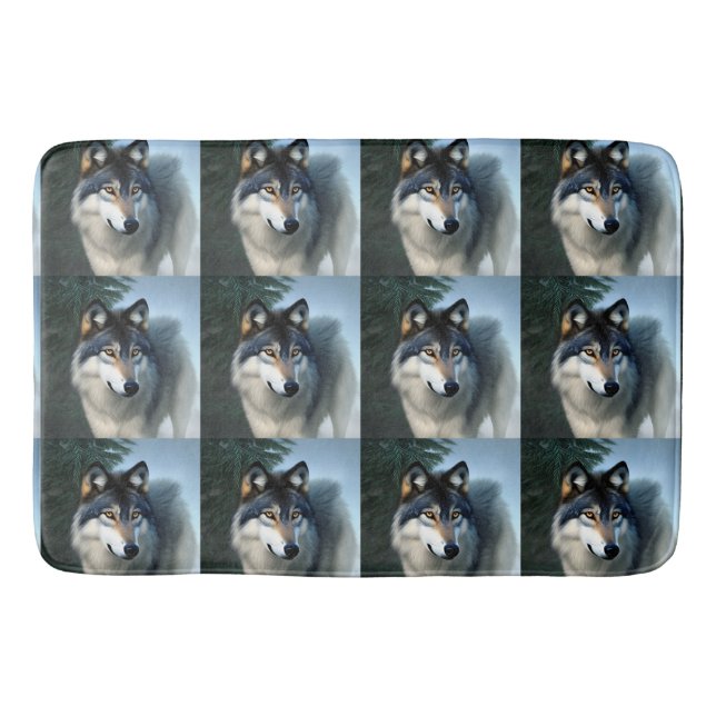 Fearless The Arctic Wolf,  Bath Mat (Front)
