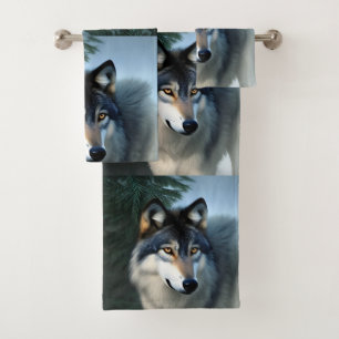 Fearless The Arctic Wolf, Bathroom Towel Set