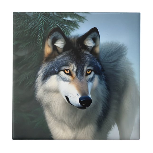 Fearless The Arctic Wolf, Ceramic Tile (Front)