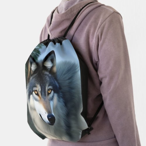 Fearless The Arctic Wolf Drawstring Backpack