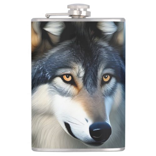 Fearless The Arctic Wolf  Hip Flask