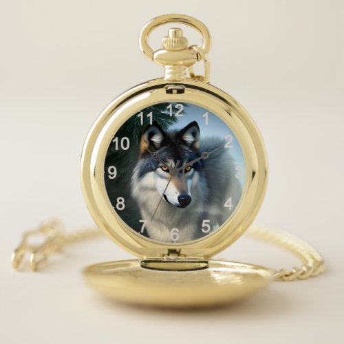 Fearless The Arctic Wolf Pocket Watch