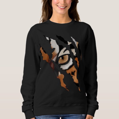 Fearless Tiger Cat Eye Claw Silhouette Sweatshirt