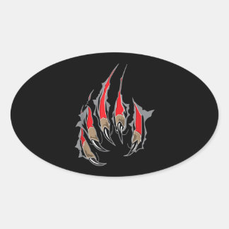 Fearless Tiger Claw Silhouette Oval Sticker