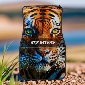 Fearless Tiger Face Design with Custom Text Car Floor Mat