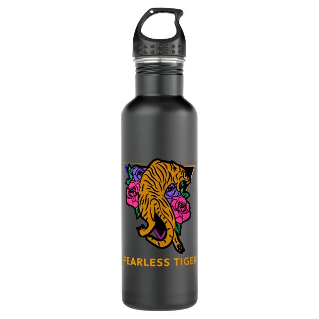 Fearless Tiger Stainless Steel Water Bottle (Front)