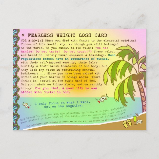 Fearless Weight Loss Scripture Confession Postcard (Front)