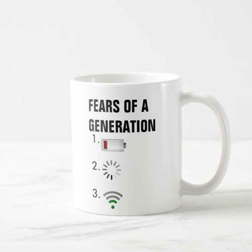 Fears of a generation low battery loading icon coffee mug