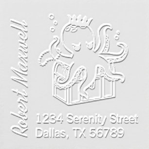 Fearsome Octopus Guarding Treasure Chest Address Embosser