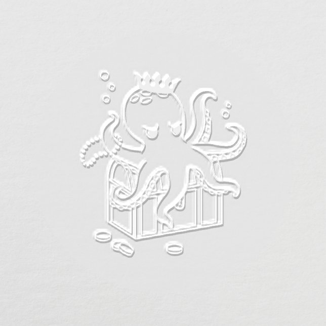 Fearsome Octopus Guarding Treasure Chest Embosser (Design)