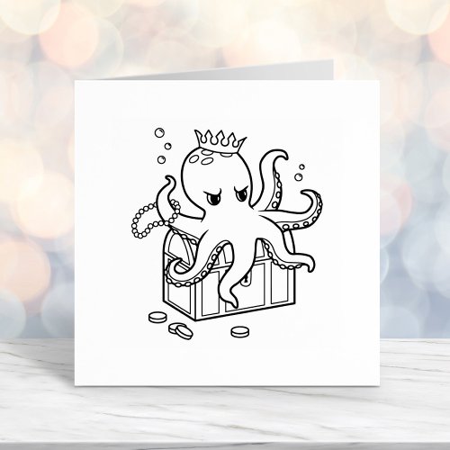 Fearsome Octopus Guarding Treasure Color Me Self_inking Stamp