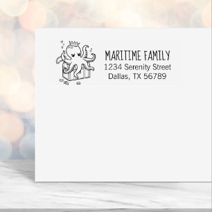 Fearsome Octopus Guarding Treasure Family Address Self-inking Stamp
