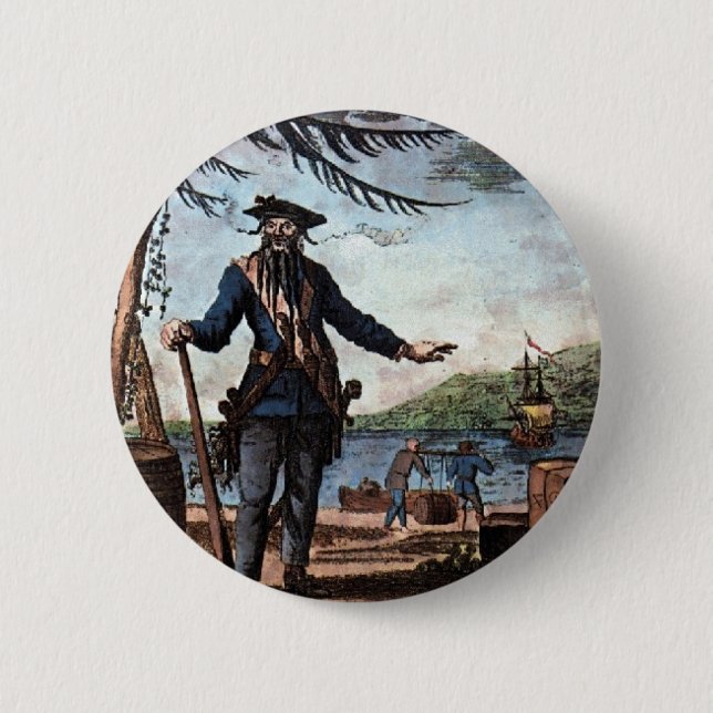 Fearsome Pirate Blackbeard! Button (Front)