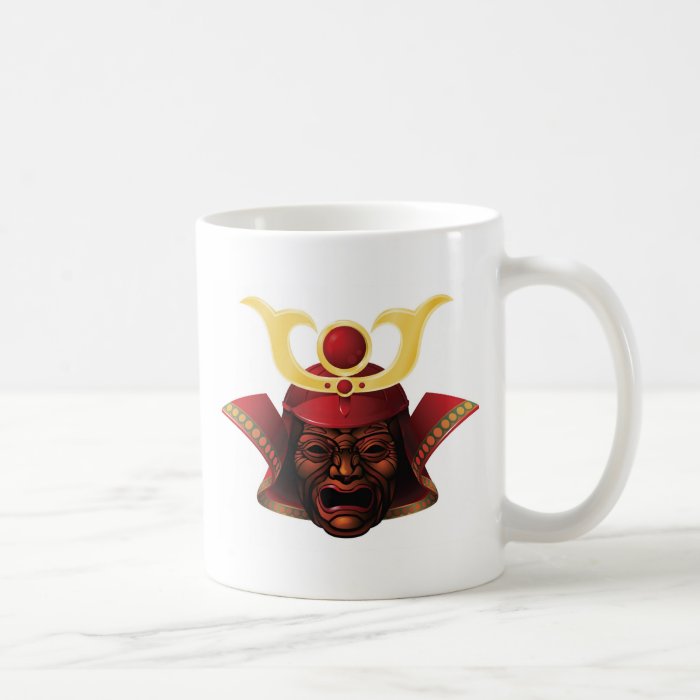 Fearsome samurai mask mug