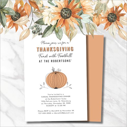 Feast and Football Thanksgiving Dinner Invitation