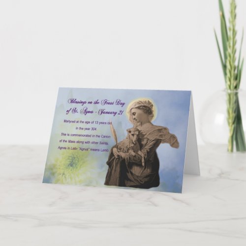 Feast Day of St Agnes Greeting Card _Name Day