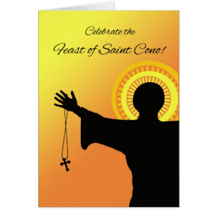 Feast Day of St. Cono, Silhouette, Sun and Cross Cards