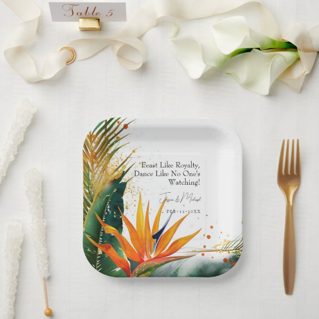  Feast like Royalty Birds of Paradise Bliss Paper Plates (Wedding)