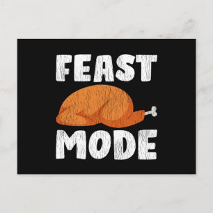Feast Mode Bold Roast Turkey Funny Thanksgiving Postcard