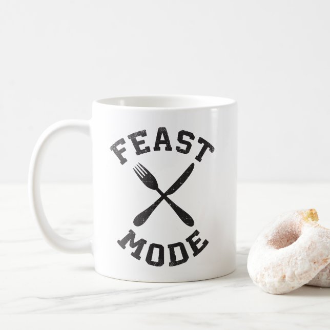 Feast Mode - Bulking - Eat, Hungry - Funny Novelty Coffee Mug (With Donut)