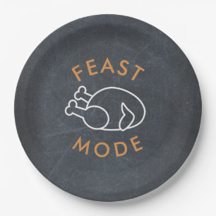 Feast Mode Chalkboard Funny Thanksgiving Paper Plates