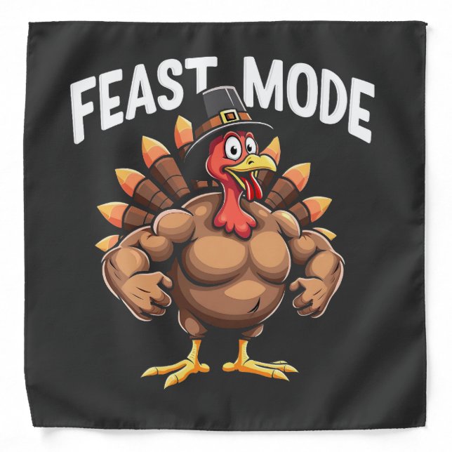 Feast mode Funny Thanksgiving Turkey Fitness Meal Bandana (Front)