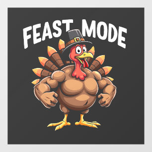 Feast mode Funny Thanksgiving Turkey Fitness Meal Window Cling