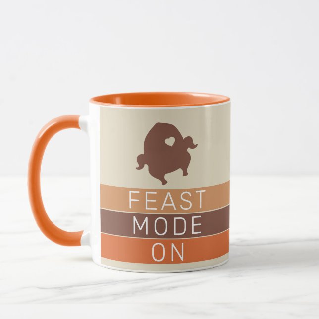 Feast Mode On Cute Turkey Thanksgiving Coffee Mug (Left)