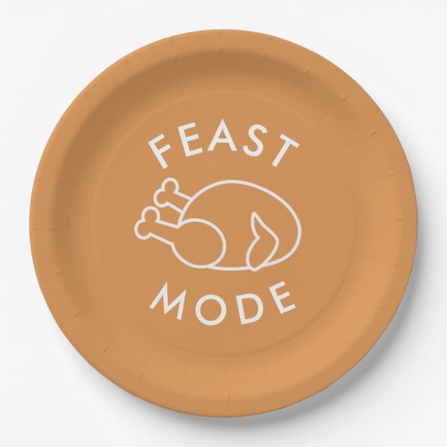 Feast Mode Orange Modern Funny Thanksgiving Paper Paper Plates