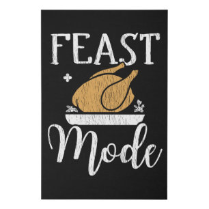 Feast Mode Script Cute Thanksgiving Turkey Dinner Faux Canvas Print
