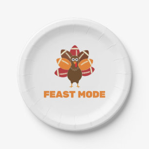 Feast Mode Thanksgiving and Football Paper Plates