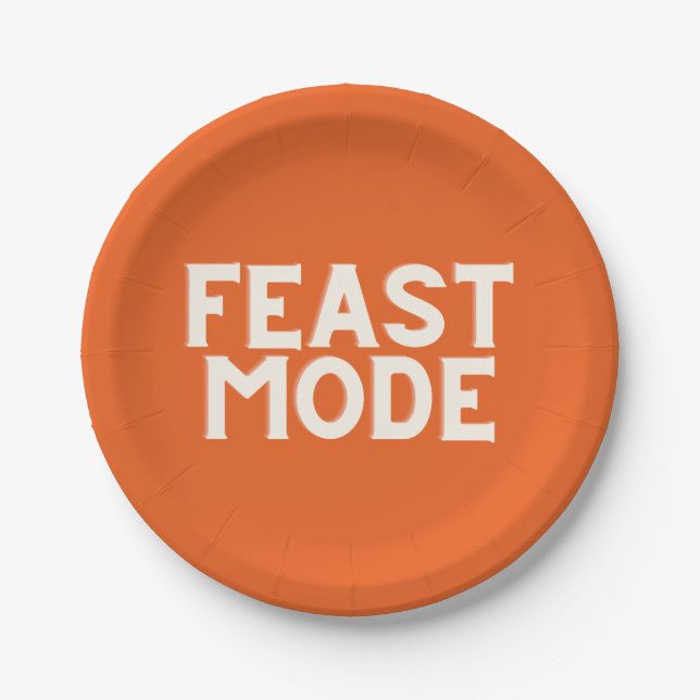 Feast Mode Thanksgiving - Orange Paper Plates (Front)