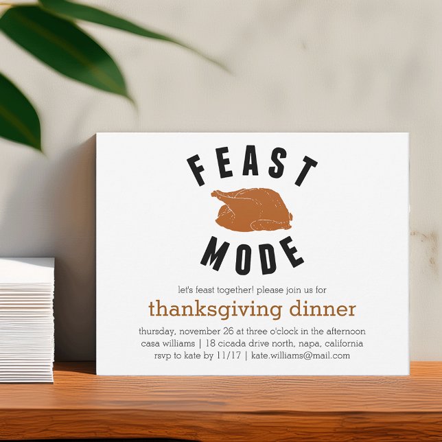 Feast Mode | Thanksgiving Turkey Dinner Invitation (Creator Uploaded)