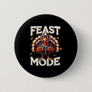 Feast Mode Turkey Vintage Football Thanksgiving Sh Button