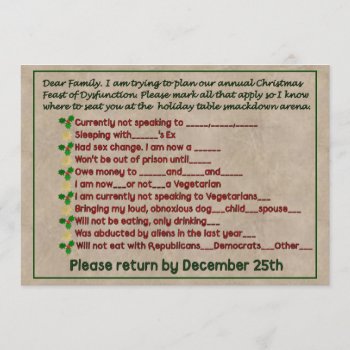 Feast Of Dysfunction Invitation by Crazy_Card_Lady at Zazzle