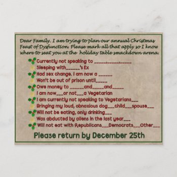 Feast Of Dysfunction Postcard by Crazy_Card_Lady at Zazzle