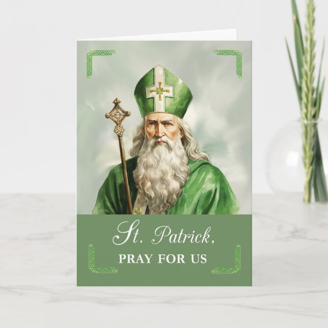Feast of Saint Patrick Pray for Us Traditionally Card (Front)