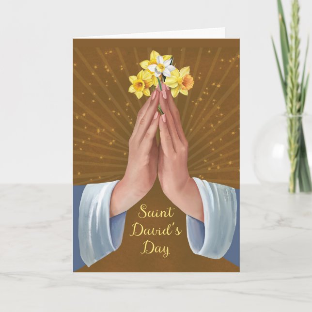 Feast of St. David Blessings Praying Hands Card (Front)