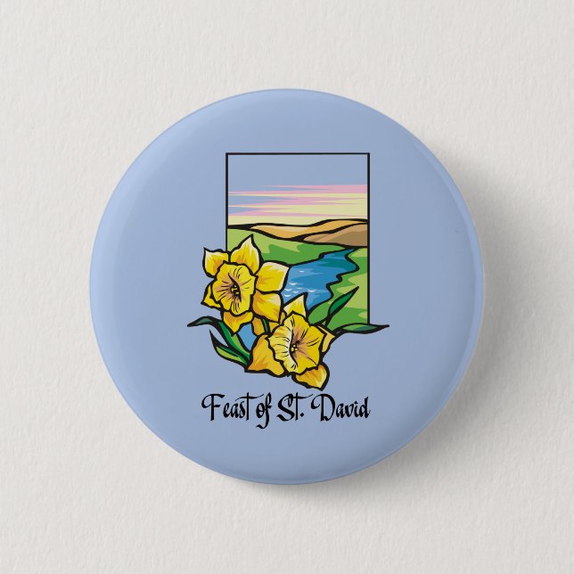 Feast of St. David Daffodils Button (Front)